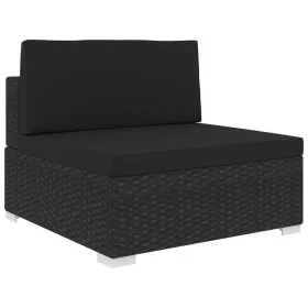 Mittleres Sektionssitz und Kissen 1 Stück, schwarzes synthetisches Rattan von vidaXL, Modulare Sofas für den Außenbereich - R...