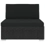 Asiento seccional central y cojines 1 ud ratán sintético negro de vidaXL, Sofás modulares de exterior - Ref: Foro24-46796, Pr...