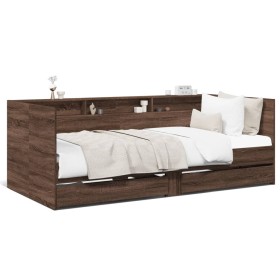 Tumbona con cajones madera ingeniería roble marrón 75x190 cm de , Camas y somieres - Ref: Foro24-3280866, Precio: 173,09 €, D...