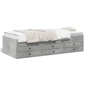 Tumbona con cajones madera ingeniería gris hormigón 75x190 cm de , Camas y somieres - Ref: Foro24-3280891, Precio: 165,41 €, ...