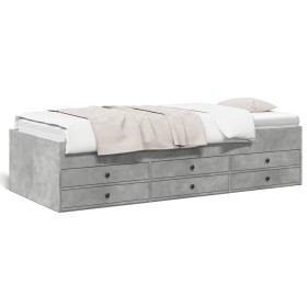 Tumbona con cajones madera ingeniería gris hormigón 75x190 cm de , Camas y somieres - Ref: Foro24-3280891, Precio: 167,48 €, ...