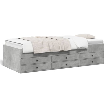 Tumbona con cajones madera ingeniería gris hormigón 75x190 cm de , Camas y somieres - Ref: Foro24-3280891, Precio: 167,48 €, ...