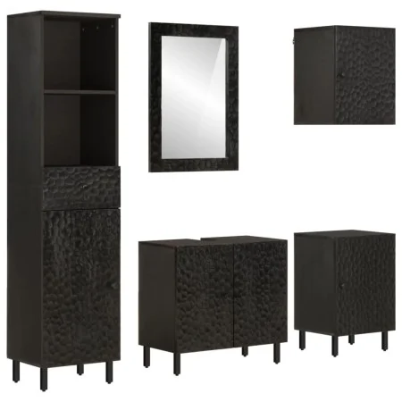 Conjunto de armarios de baño 5 piezas madera maciza de mango de , Muebles de baño - Ref: Foro24-3206296, Precio: 439,79 €, De...