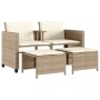 Sofá de jardín 2 plazas con mesa y taburetes ratán PE beige de , Conjuntos de jardín - Ref: Foro24-368420, Precio: 239,56 €, ...
