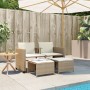 Sofá de jardín 2 plazas con mesa y taburetes ratán PE beige de , Conjuntos de jardín - Ref: Foro24-368420, Precio: 239,56 €, ...
