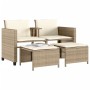 Sofá de jardín 2 plazas con mesa y taburetes ratán PE beige de , Conjuntos de jardín - Ref: Foro24-368420, Precio: 239,56 €, ...