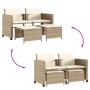 Sofá de jardín 2 plazas con mesa y taburetes ratán PE beige de , Conjuntos de jardín - Ref: Foro24-368420, Precio: 239,56 €, ...