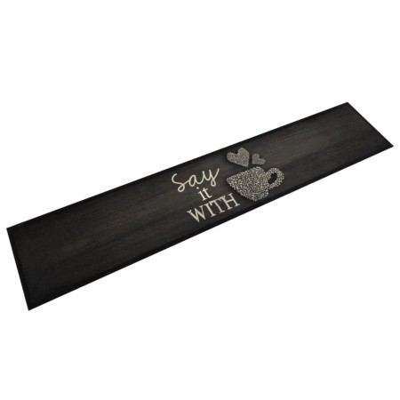 Alfombra de cocina lavable terciopelo negro taza 60x300 cm de , Felpudos - Ref: Foro24-4005595, Precio: 56,46 €, Descuento: %