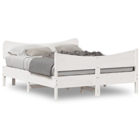 Estructura de cama con cabecero madera de pino blanco 150x200cm de , Camas y somieres - Ref: Foro24-3216379, Precio: 247,06 €...
