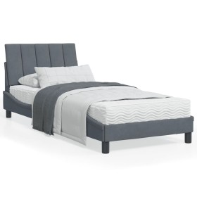 Estructura de cama con cabecero terciopelo gris oscuro 90x200cm de , Camas y somieres - Ref: Foro24-3207826, Precio: 155,07 €...