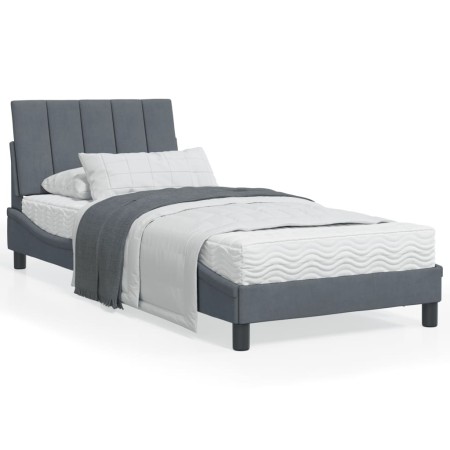 Estructura de cama con cabecero terciopelo gris oscuro 90x200cm de , Camas y somieres - Ref: Foro24-3207826, Precio: 155,07 €...