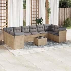 Set de sofás de jardín 11pzas con cojines ratán sintético beige en Conjuntos de jardín | Comprar online en Foru.es