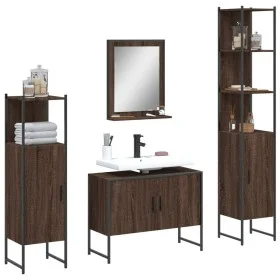 Set de muebles de baño 4 pzas madera contrachapada marrón roble de , Muebles de baño - Ref: Foro24-3214363, Precio: 226,54 €,...