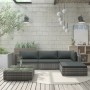 Set de muebles de jardín 5 pzas y cojines ratán sintético gris de vidaXL, Conjuntos de jardín - Ref: Foro24-46783, Precio: 52...