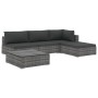 Set de muebles de jardín 5 pzas y cojines ratán sintético gris de vidaXL, Conjuntos de jardín - Ref: Foro24-46783, Precio: 52...