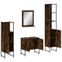 Set de muebles de baño 4 piezas madera contrachapada roble humo de , Muebles de baño - Ref: Foro24-3214356, Precio: 212,33 €,...