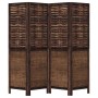 Biombo separador de 4 paneles madera paulownia marrón oscuro de , Divisores de ambientes - Ref: Foro24-358705, Precio: 108,34...
