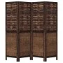 Biombo separador de 4 paneles madera paulownia marrón oscuro de , Divisores de ambientes - Ref: Foro24-358705, Precio: 105,91...