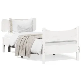 White pine wood bed frame with headboard 90x200 cm by , Beds and slatted bases - Ref: Foro24-3216391, Price: 159,22 €, Discou...