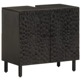 Armario de lavabo de baño madera maciza mango negro 62x33x58 cm de , Tocadores de baño - Ref: Foro24-356838, Precio: 107,29 €...