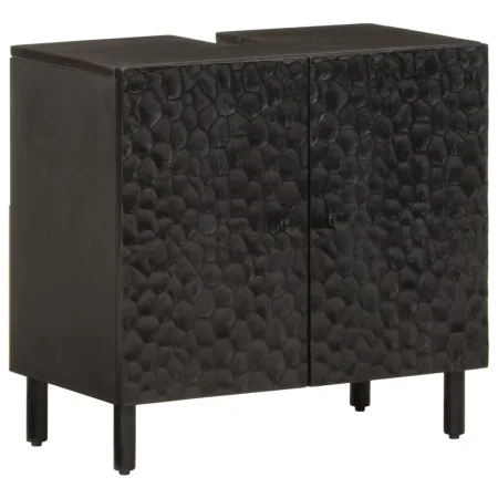 Armario de lavabo de baño madera maciza mango negro 62x33x58 cm de , Tocadores de baño - Ref: Foro24-356838, Precio: 96,53 €,...