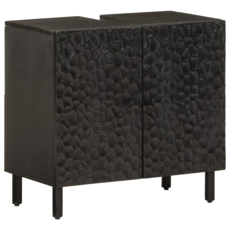 Armario de lavabo de baño madera maciza mango negro 62x33x58 cm de , Tocadores de baño - Ref: Foro24-356838, Precio: 107,29 €...