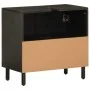 Armario de lavabo de baño madera maciza mango negro 62x33x58 cm de , Tocadores de baño - Ref: Foro24-356838, Precio: 96,53 €,...