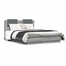 Cama con cabecero madera de ingeniería gris Sonoma 120x190 cm de , Camas y somieres - Ref: Foro24-3209966, Precio: 168,50 €, ...