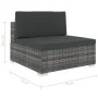 Asiento seccional central con cojines 1ud ratán sintético gris de vidaXL, Sofás modulares de exterior - Ref: Foro24-46795, Pr...
