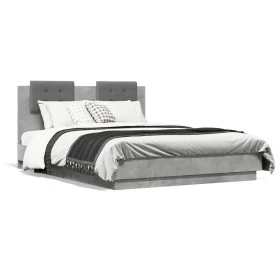 Betongraues Holzwerkstoffbett mit Kopfteil 120 x 190 cm von , Betten und Lattenroste - Ref: Foro24-3209964, Preis: 169,46 €, ...