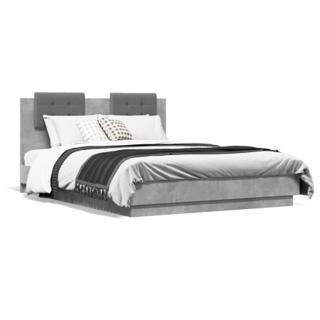 Cama con cabecero madera de ingeniería gris hormigón 120x190 cm de , Camas y somieres - Ref: Foro24-3209964, Precio: 171,61 €...