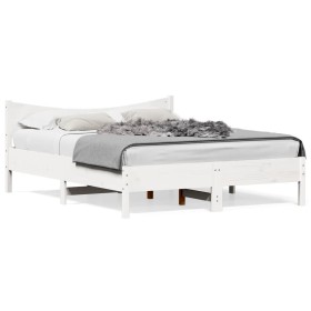 Estructura de cama con cabecero madera pino blanco 160x200 cm de , Camas y somieres - Ref: Foro24-3216364, Precio: 203,28 €, ...