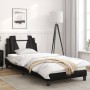 Estructura cama con LED cuero sintético negro blanco 80x200 cm de , Camas y somieres - Ref: Foro24-3213985, Precio: 136,85 €,...