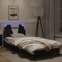Estructura cama con LED cuero sintético negro blanco 80x200 cm de , Camas y somieres - Ref: Foro24-3213985, Precio: 136,85 €,...