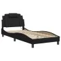 Estructura cama con luces LED cuero sintético negro 90x190 cm de , Camas y somieres - Ref: Foro24-3213987, Precio: 148,68 €, ...