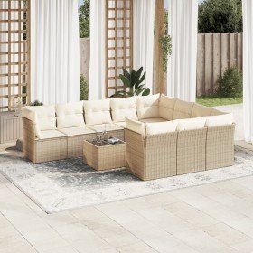 Set de sofás de jardín 11pzas con cojines ratán sintético beige en Conjuntos de jardín | Comprar online en Foru.es