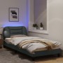 Estructura de cama con luces LED tela gris claro 80x200 cm de , Camas y somieres - Ref: Foro24-3213662, Precio: 149,14 €, Des...