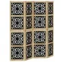 Biombo separador 4 paneles madera maciza Paulownia marrón negro de , Divisores de ambientes - Ref: Foro24-358801, Precio: 107...
