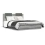 Estructura cama con cabecero luces LED gris Sonoma 120x190 cm de , Camas y somieres - Ref: Foro24-3210057, Precio: 181,56 €, ...