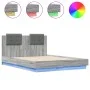 Estructura cama con cabecero luces LED gris Sonoma 120x190 cm de , Camas y somieres - Ref: Foro24-3210057, Precio: 181,56 €, ...