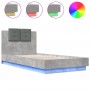 Estructura de cama cabecero luces LED gris hormigón 90x190 cm de , Camas y somieres - Ref: Foro24-3210062, Precio: 161,85 €, ...