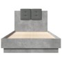 Estructura de cama cabecero luces LED gris hormigón 75x190 cm de , Camas y somieres - Ref: Foro24-3210069, Precio: 156,51 €, ...