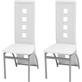 Sillas de comedor 2 unidades cuero sintético blanco en Sillas de comedor | Comprar online en Foru.es