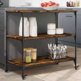 Smoked oak engineered wood kitchen cart 102x50x95 cm by , Kitchen and dining carts - Ref: Foro24-842323, Price: 82,43 €, Disc...