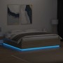 Estructura de cama con luces LED madera roble Sonoma 200x200 cm de , Camas y somieres - Ref: Foro24-3209585, Precio: 189,76 €...
