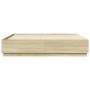 Estructura de cama con luces LED madera roble Sonoma 200x200 cm de , Camas y somieres - Ref: Foro24-3209585, Precio: 189,76 €...