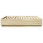 Estructura de cama con luces LED madera roble Sonoma 200x200 cm de , Camas y somieres - Ref: Foro24-3209585, Precio: 189,76 €...
