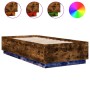 Estructura cama con luces LED madera roble ahumado 100x200 cm de , Camas y somieres - Ref: Foro24-3209629, Precio: 133,64 €, ...