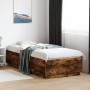 Estructura cama con luces LED madera roble ahumado 100x200 cm de , Camas y somieres - Ref: Foro24-3209629, Precio: 133,64 €, ...
