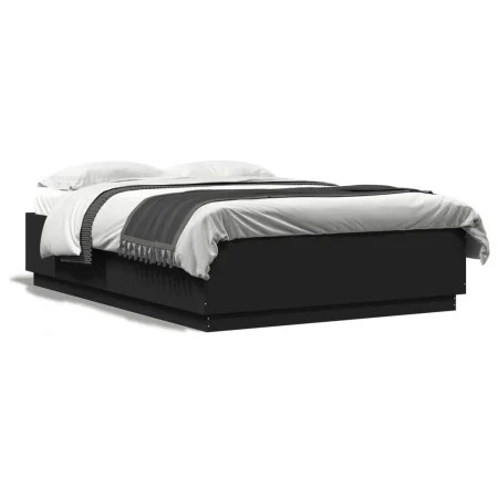 Estructura cama con luces LED madera ingeniería negro 160x200cm de , Camas y somieres - Ref: Foro24-3209598, Precio: 183,19 €...